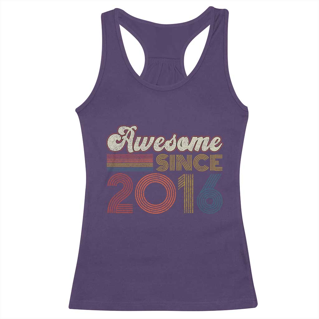 Awesome Since 2016 Racerback Tank Top 10yr Bday Son Boy Funny 10th 10 Year Old Birthday TS10 Purple Print Your Wear