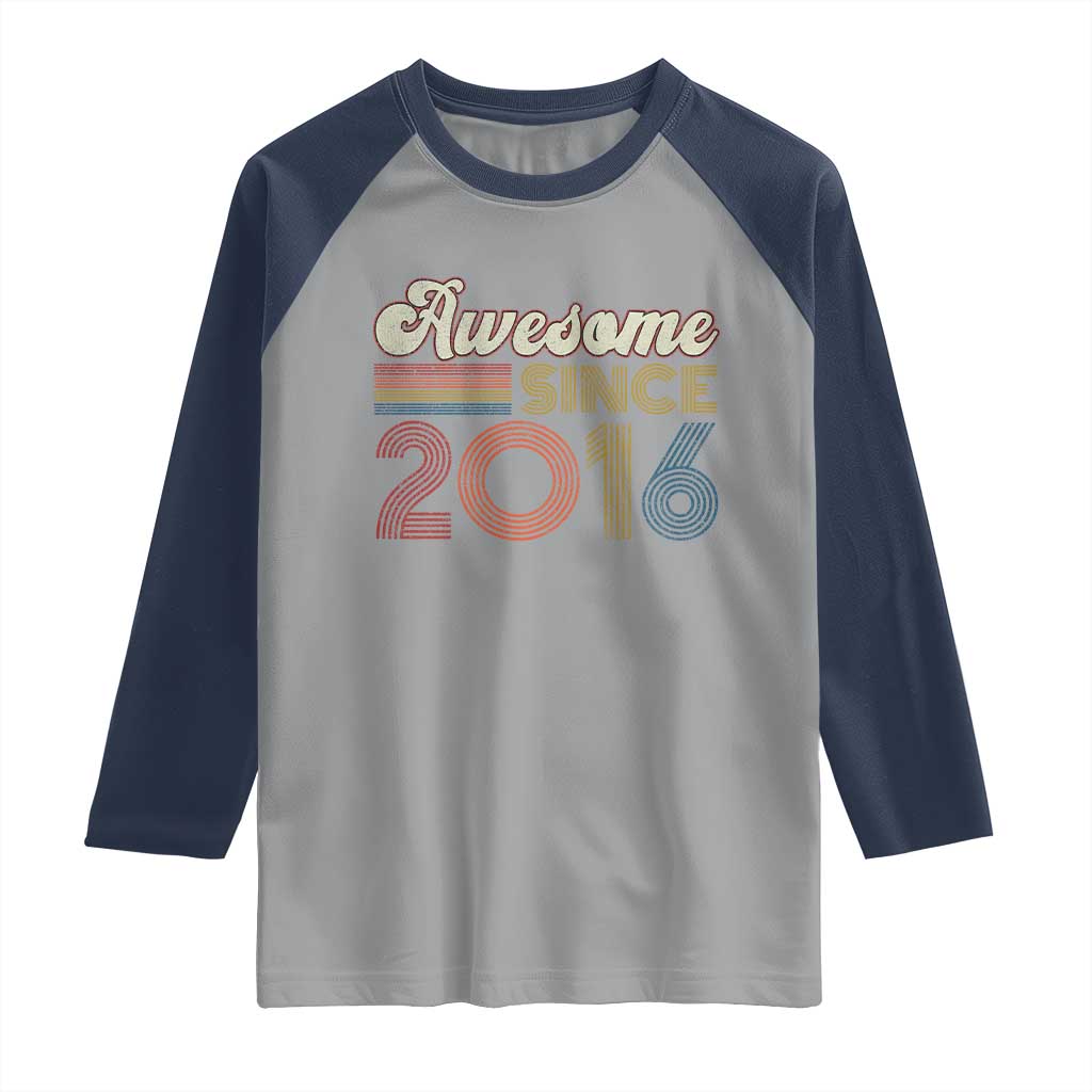 Awesome Since 2016 Raglan Shirt 10yr Bday Son Boy Funny 10th 10 Year Old Birthday TS10 Sport Gray Navy Print Your Wear