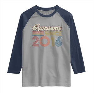 Awesome Since 2016 Raglan Shirt 10yr Bday Son Boy Funny 10th 10 Year Old Birthday TS10 Sport Gray Navy Print Your Wear