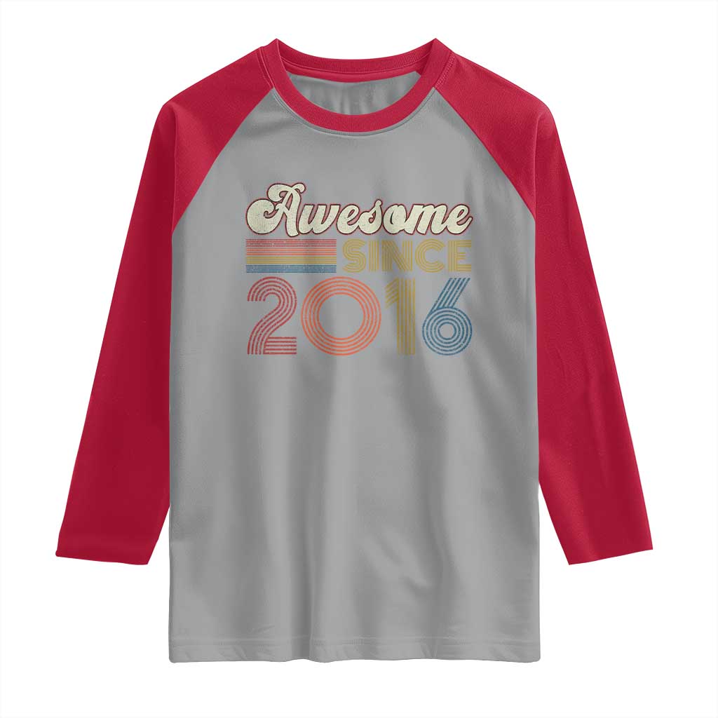 Awesome Since 2016 Raglan Shirt 10yr Bday Son Boy Funny 10th 10 Year Old Birthday TS10 Sport Gray Red Print Your Wear