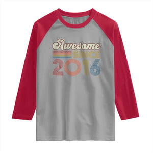 Awesome Since 2016 Raglan Shirt 10yr Bday Son Boy Funny 10th 10 Year Old Birthday TS10 Sport Gray Red Print Your Wear