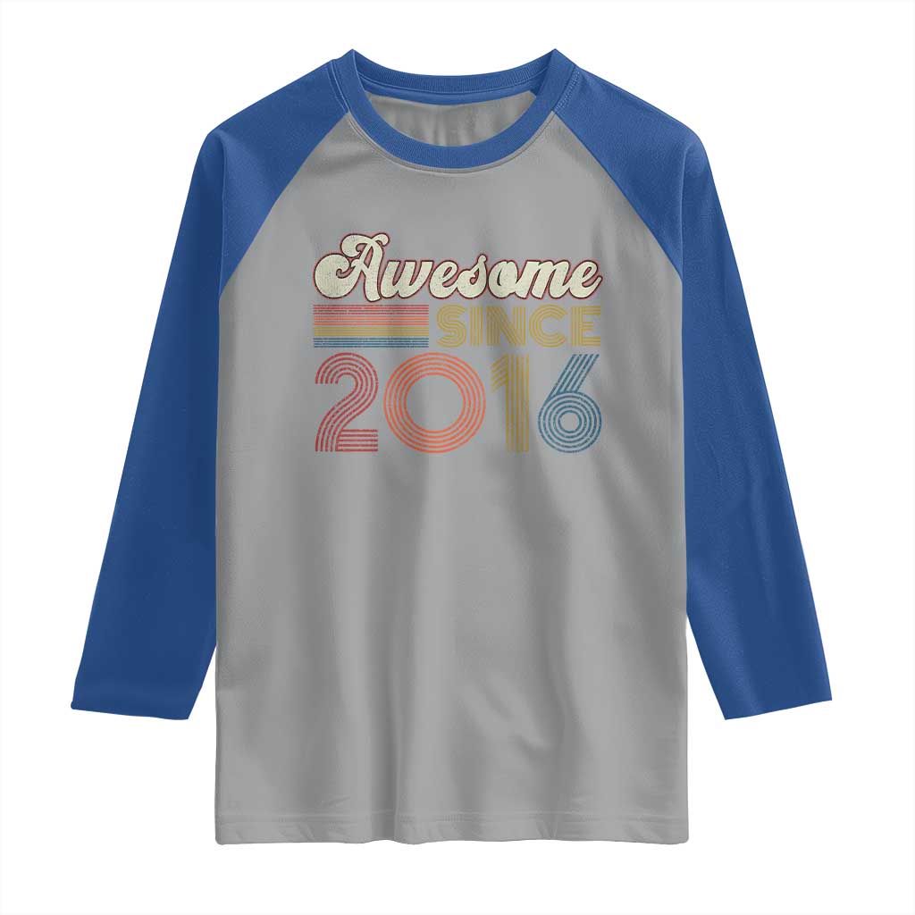 Awesome Since 2016 Raglan Shirt 10yr Bday Son Boy Funny 10th 10 Year Old Birthday TS10 Sport Gray Royal Print Your Wear