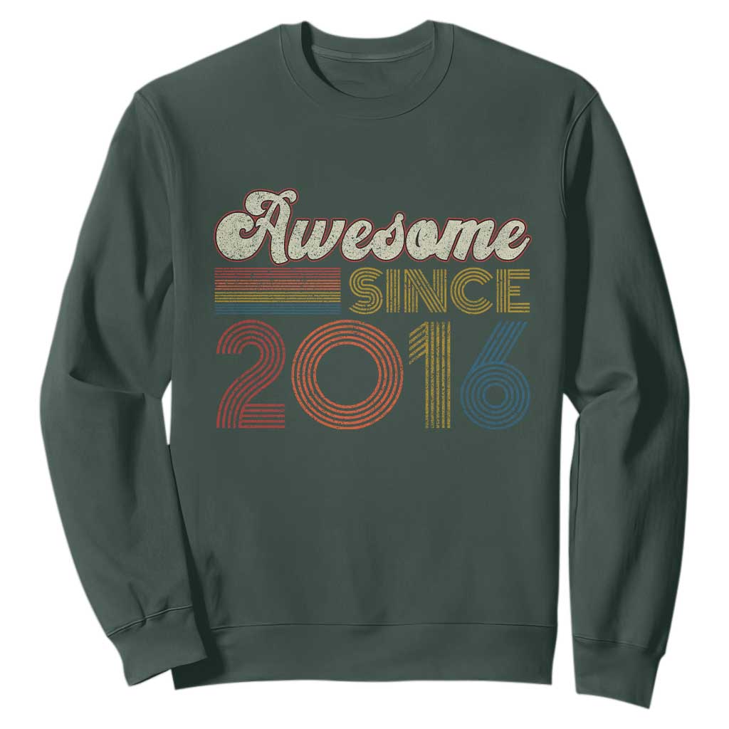Awesome Since 2016 Sweatshirt 10yr Bday Son Boy Funny 10th 10 Year Old Birthday TS10 Dark Forest Green Print Your Wear