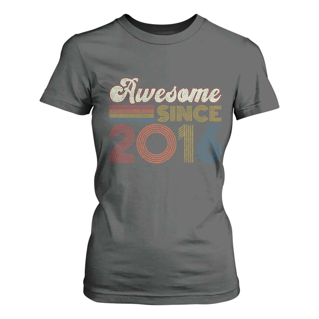 Awesome Since 2016 T Shirt For Women 10yr Bday Son Boy Funny 10th 10 Year Old Birthday TS10 Dark Heather Print Your Wear