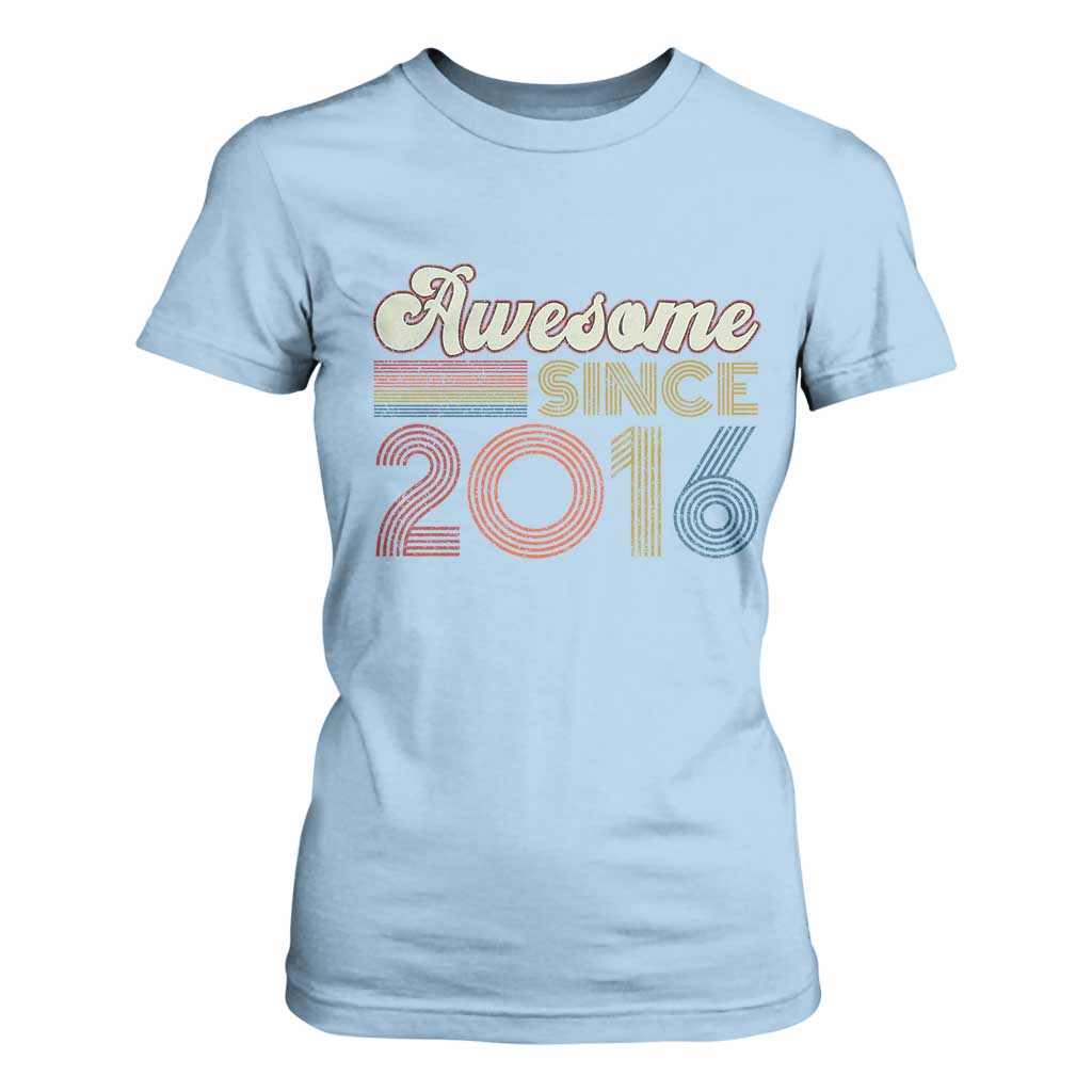 Awesome Since 2016 T Shirt For Women 10yr Bday Son Boy Funny 10th 10 Year Old Birthday TS10 Light Blue Print Your Wear