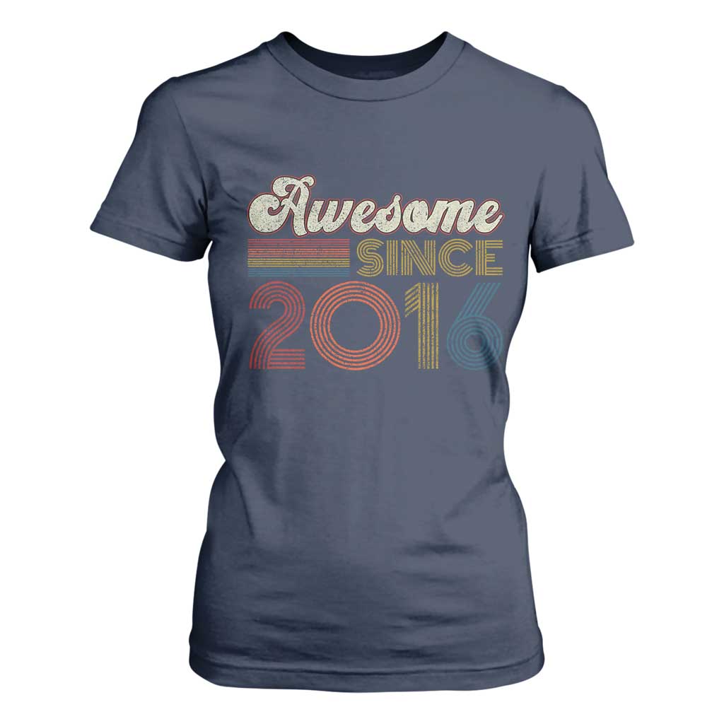 Awesome Since 2016 T Shirt For Women 10yr Bday Son Boy Funny 10th 10 Year Old Birthday TS10 Navy Print Your Wear