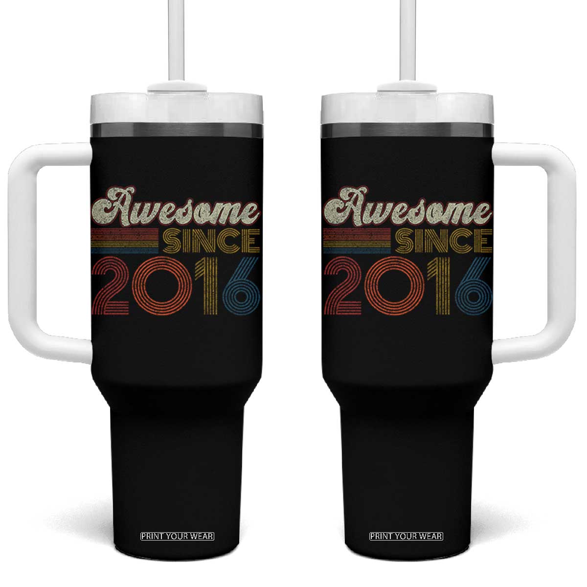 Awesome Since 2016 Tumbler With Handle 10yr Bday Son Boy Funny 10th 10 Year Old Birthday TS10 One Size: 40 oz Black Print Your Wear