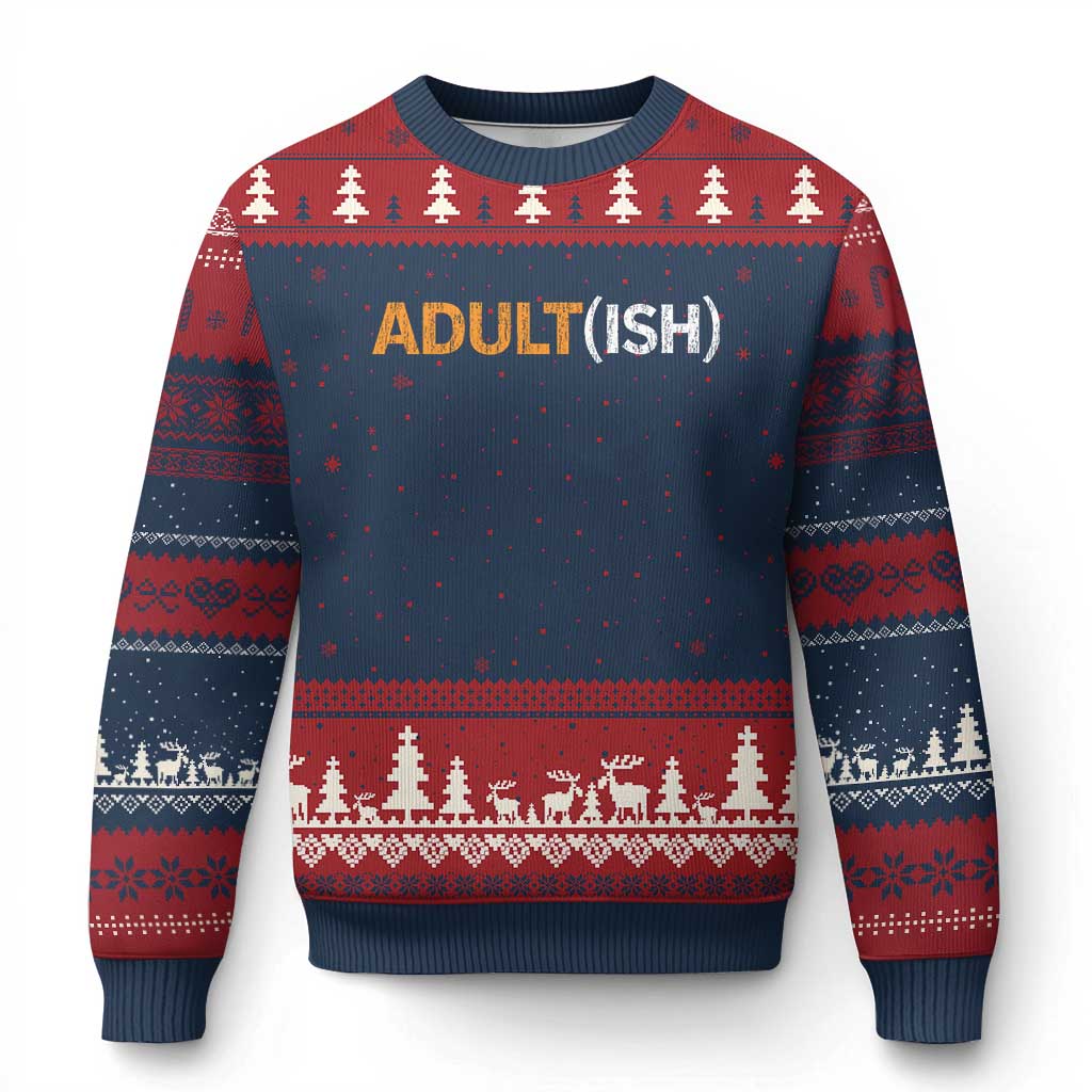 Happy 18th Birthday Ugly Christmas Sweater Funny Adultish 18 Year Old Bday Gifts TS10 Navy Red Print Your Wear
