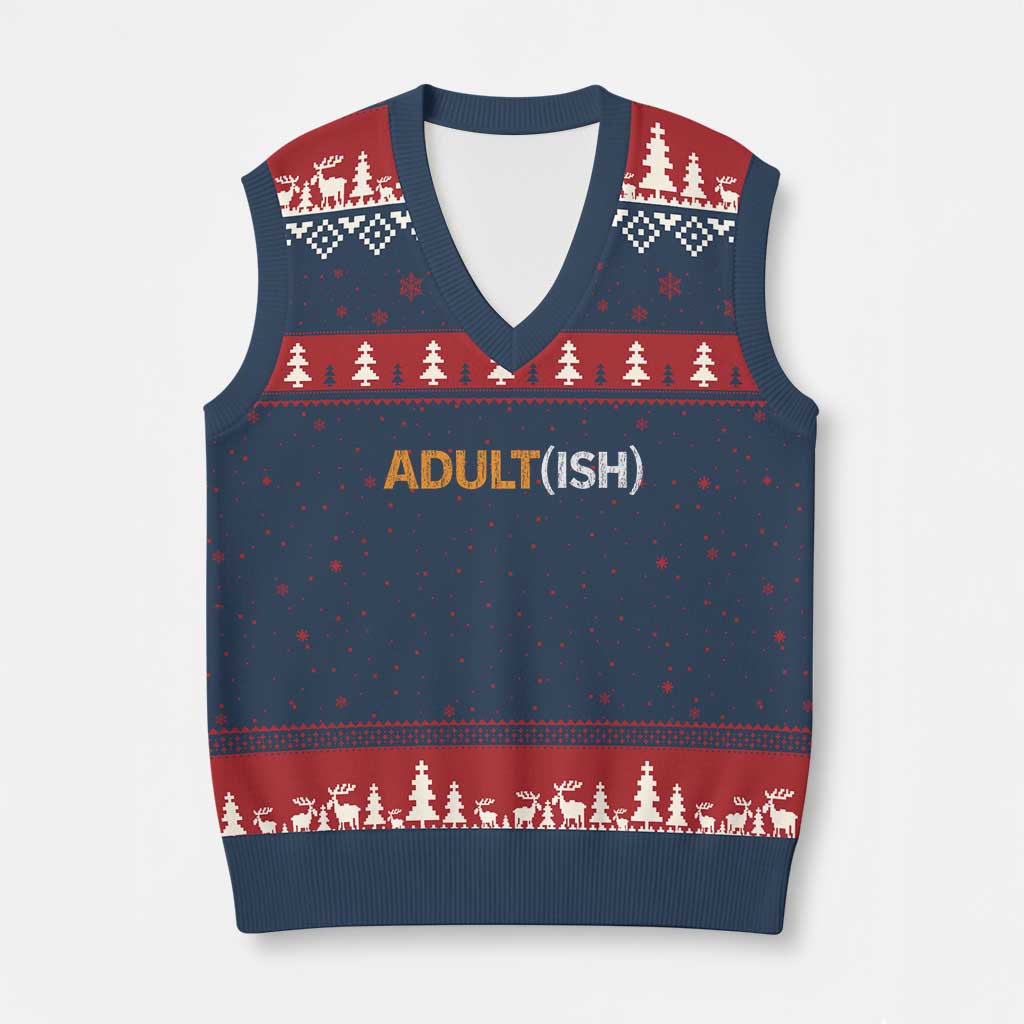 Happy 18th Birthday V-Neck Knit Sweater Vest Funny Adultish 18 Year Old Bday Gifts TS10 Navy Red Print Your Wear