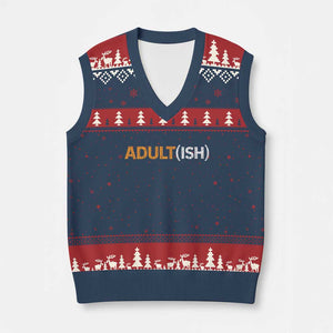 Happy 18th Birthday V-Neck Knit Sweater Vest Funny Adultish 18 Year Old Bday Gifts TS10 Navy Red Print Your Wear