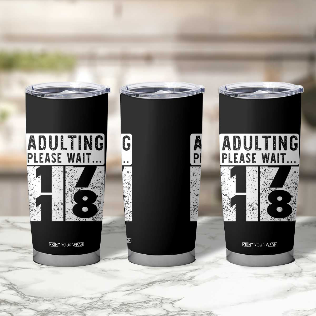Happy 18th Birthday Tumbler Cup Adulting Please Wait 18 Year Old Bday Gifts TS10 Print Your Wear