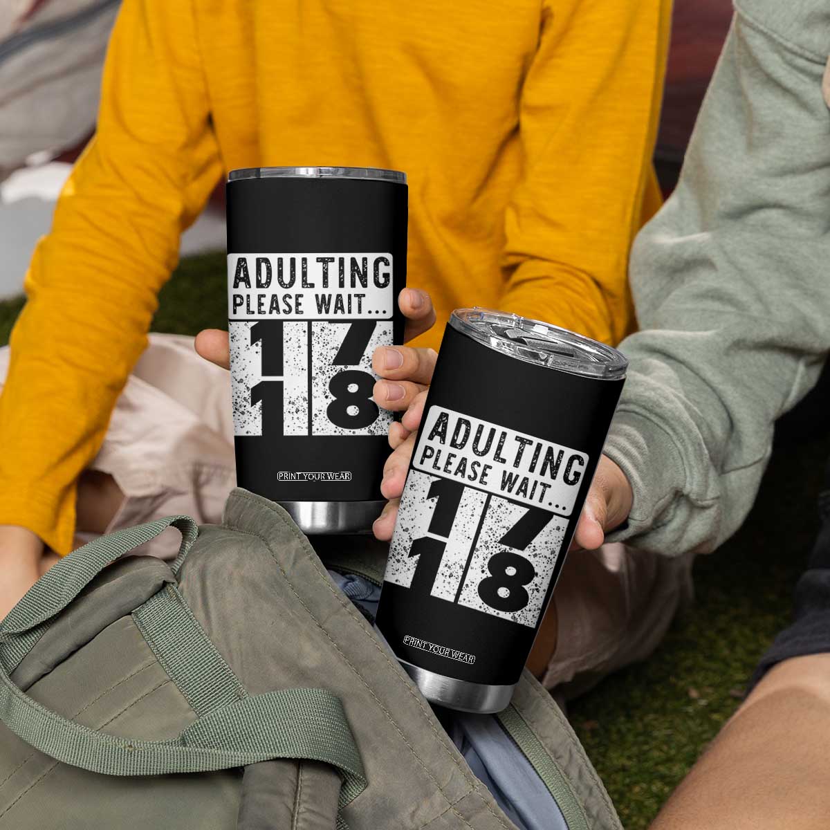 Happy 18th Birthday Tumbler Cup Adulting Please Wait 18 Year Old Bday Gifts TS10 Print Your Wear