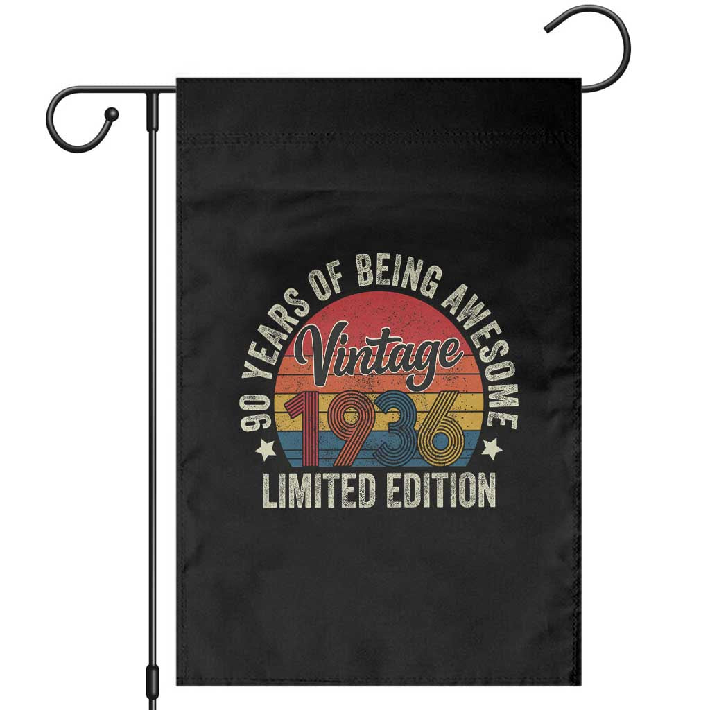 Funny 90th Birthday Garden Flag Vintage 1936 Limited Edition 90 Year Old Bday Gifts TS10 Black Print Your Wear
