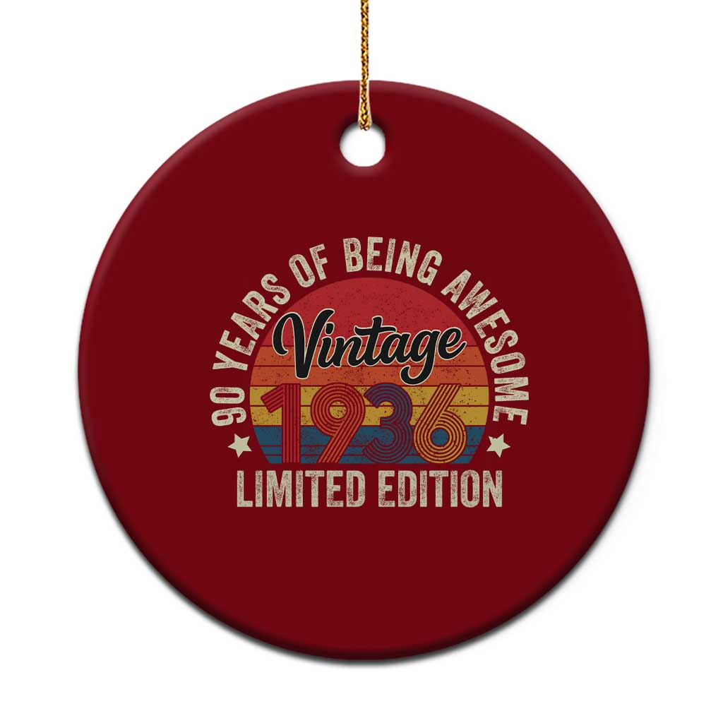 Funny 90th Birthday Ceramic Ornament Vintage 1936 Limited Edition 90 Year Old Bday Gifts TS10 1pc Red Print Your Wear