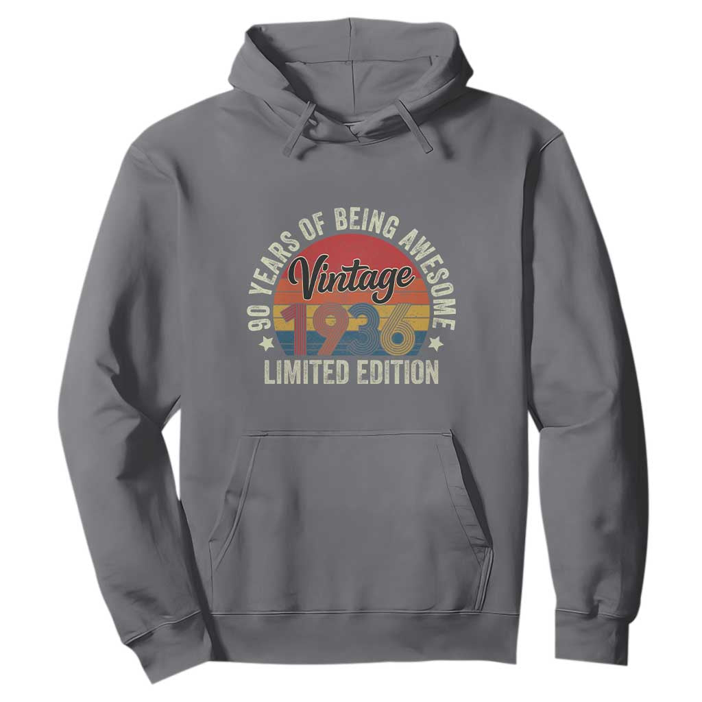 Funny 90th Birthday Hoodie Vintage 1936 Limited Edition 90 Year Old Bday Gifts TS10 Charcoal Print Your Wear