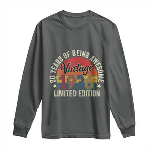 Funny 90th Birthday Long Sleeve Shirt Vintage 1936 Limited Edition 90 Year Old Bday Gifts TS10 Dark Heather Print Your Wear