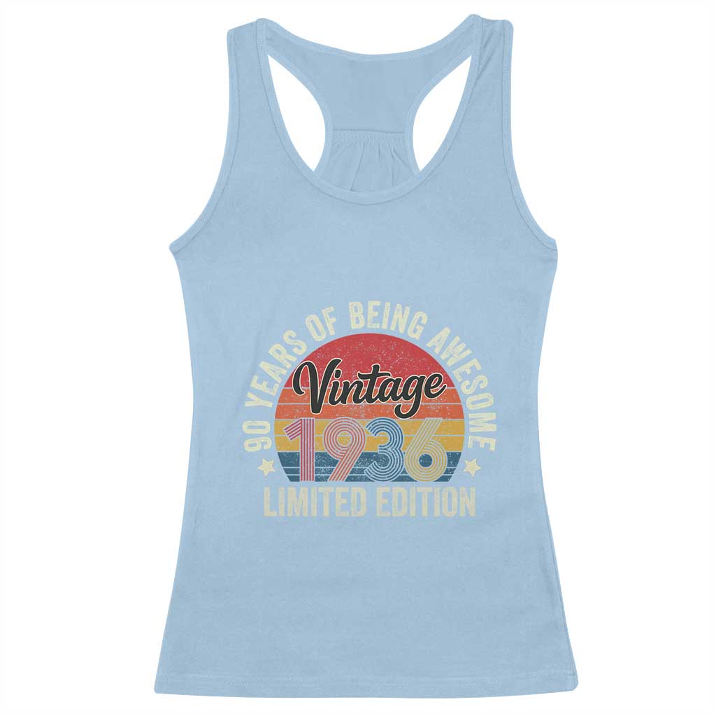 Funny 90th Birthday Racerback Tank Top Vintage 1936 Limited Edition 90 Year Old Bday Gifts TS10 Light Blue Print Your Wear