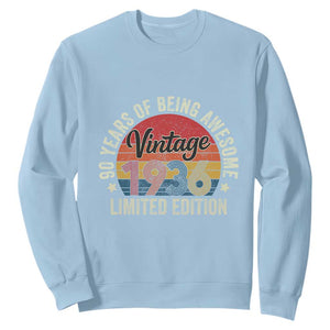 Funny 90th Birthday Sweatshirt Vintage 1936 Limited Edition 90 Year Old Bday Gifts TS10 Light Blue Print Your Wear