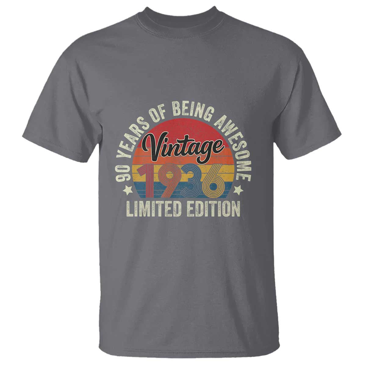 Funny 90th Birthday T Shirt - Vintage 1936 Limited Edition 90 Year Old Bday Gifts TS10 Charcoal Print Your Wear