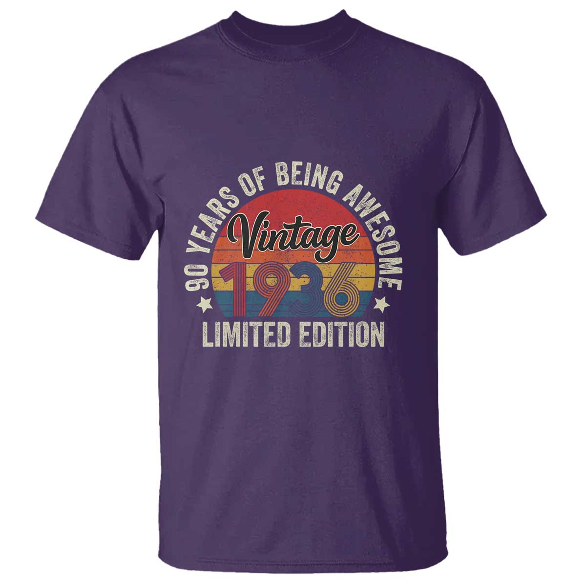 Funny 90th Birthday T Shirt - Vintage 1936 Limited Edition 90 Year Old Bday Gifts TS10 Purple Print Your Wear