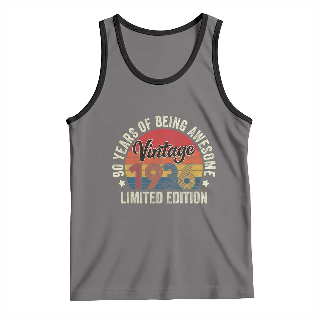 Funny 90th Birthday Tank Top Vintage 1936 Limited Edition 90 Year Old Bday Gifts TS10 Deep Heather Black Print Your Wear