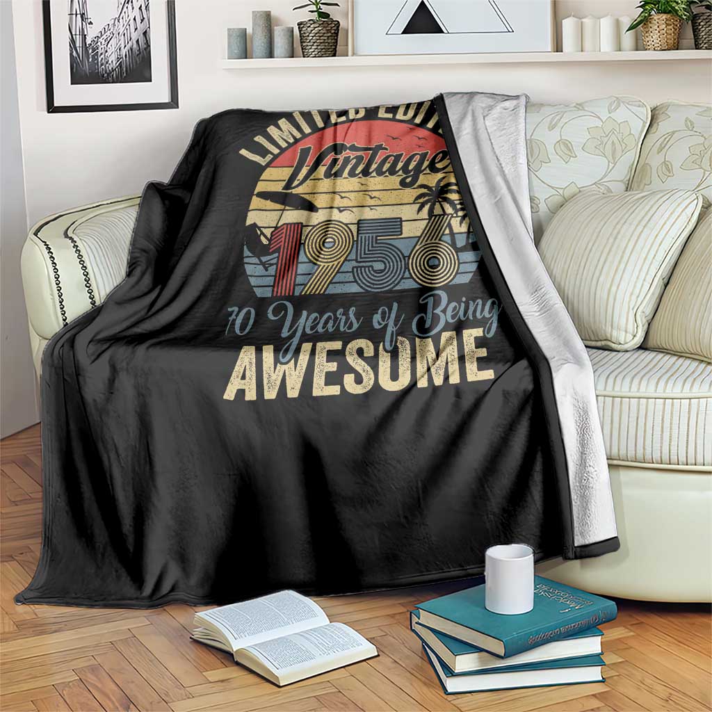 Funny 70th Birthday Throw Blanket Vintage 1956 Limited Edition 50 Year Old Bday Gifts TS10 Print Your Wear