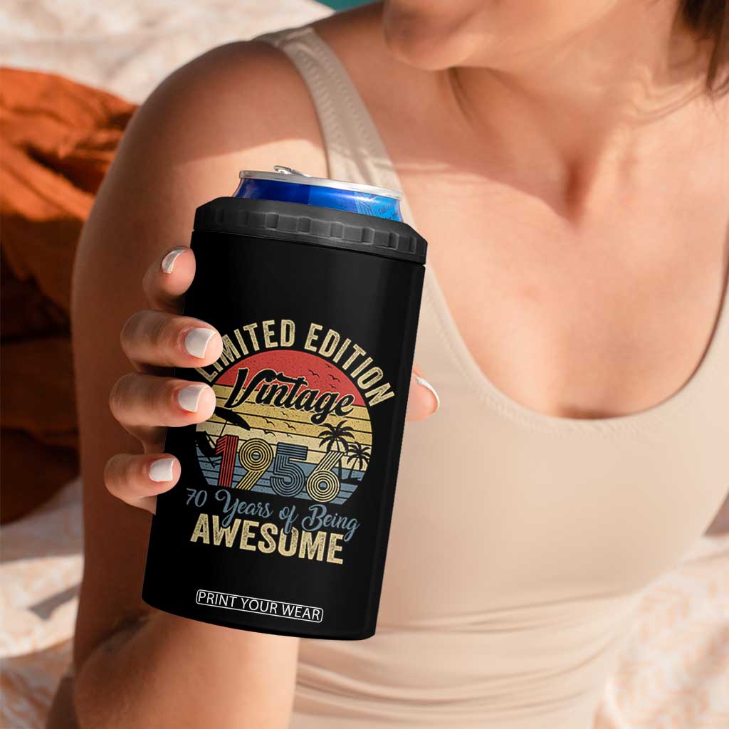 Funny 70th Birthday 4 in 1 Can Cooler Tumbler Vintage 1956 Limited Edition 50 Year Old Bday Gifts TS10 Print Your Wear