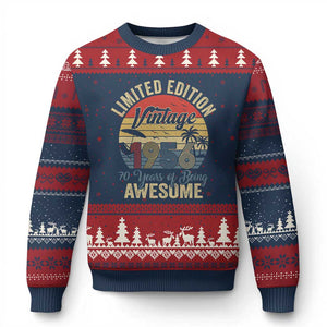 Funny 70th Birthday Ugly Christmas Sweater Vintage 1956 Limited Edition 50 Year Old Bday Gifts TS10 Navy Red Print Your Wear