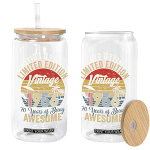 Funny 70th Birthday Glass Can Vintage 1956 Limited Edition 50 Year Old Bday Gifts TS10 Print Your Wear