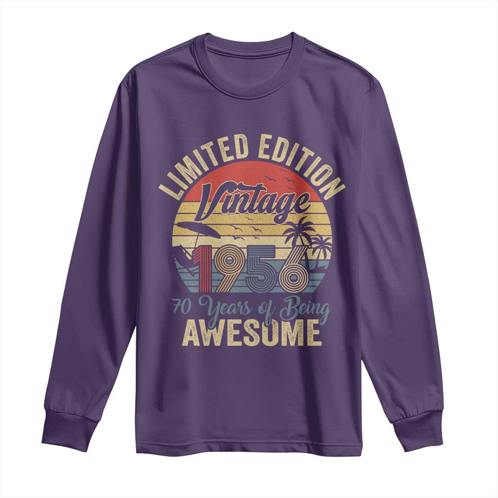 Funny 70th Birthday Long Sleeve Shirt Vintage 1956 Limited Edition 50 Year Old Bday Gifts TS10 Purple Print Your Wear