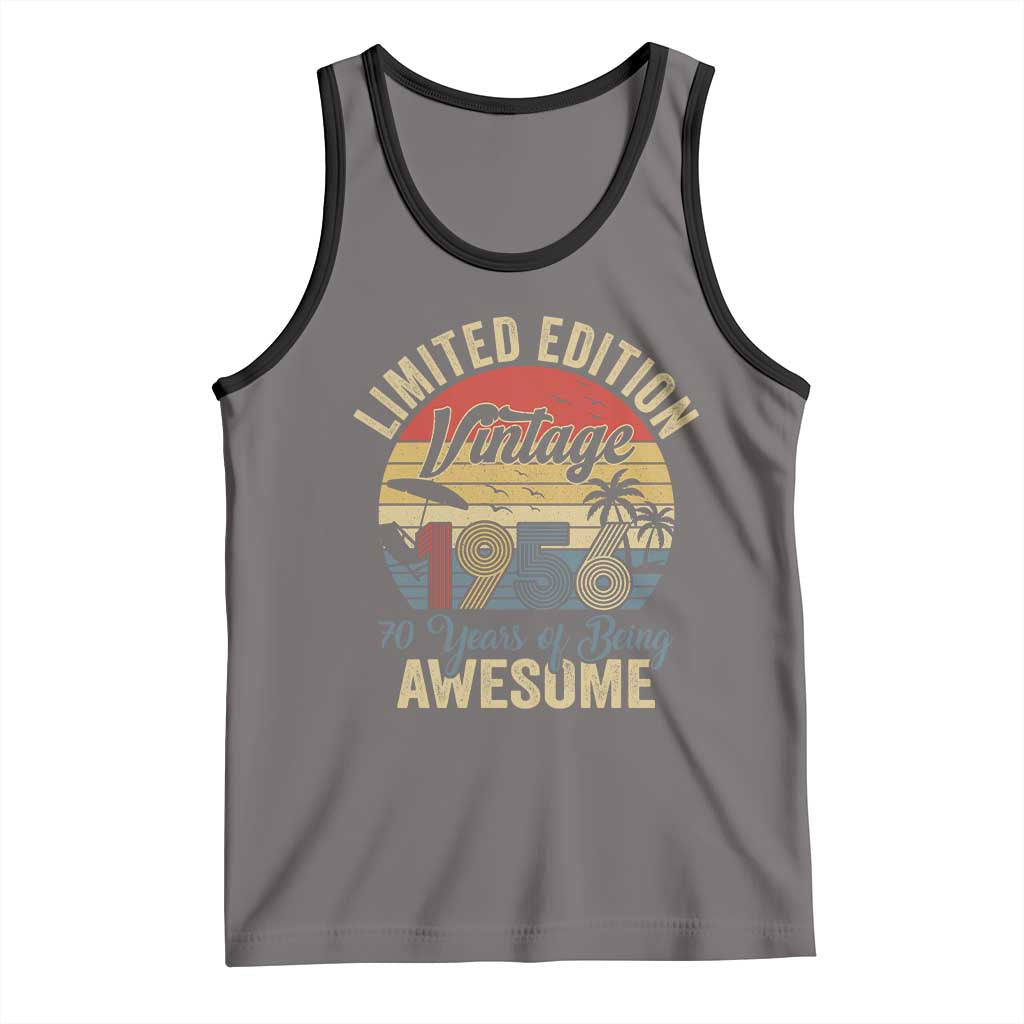 Funny 70th Birthday Tank Top Vintage 1956 Limited Edition 50 Year Old Bday Gifts TS10 Deep Heather Black Print Your Wear