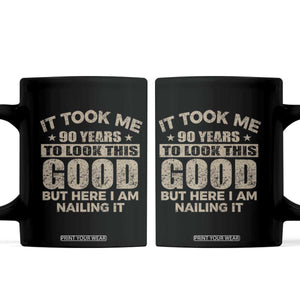 Funny 90th Birthday Coffee Mug Retro Grandpa Grandma Bday Gift TS10 Black Print Your Wear
