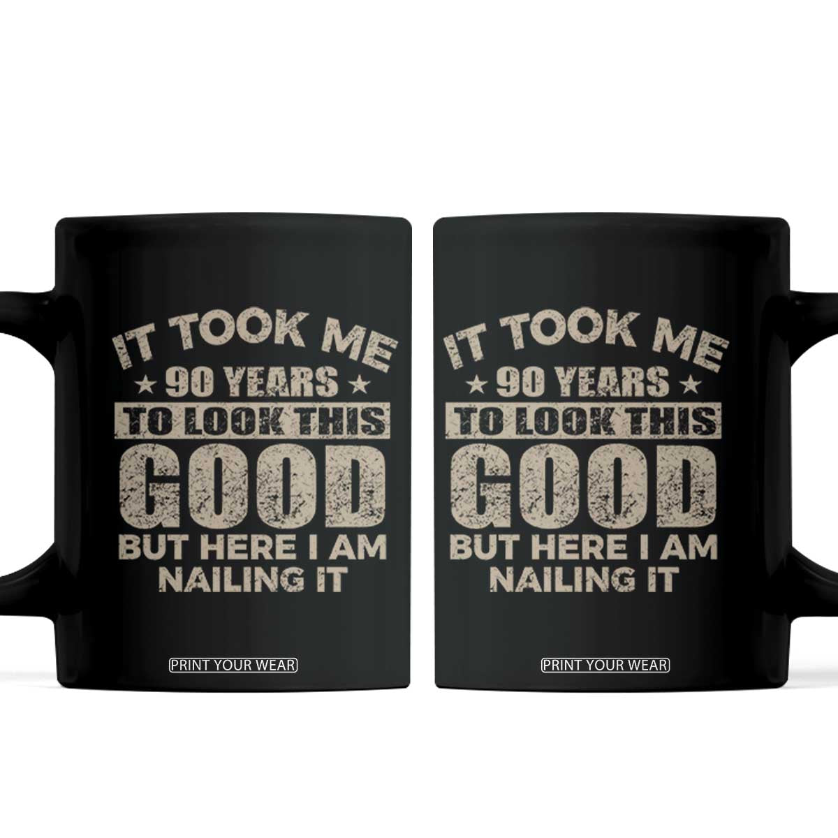 Funny 90th Birthday Coffee Mug Retro Grandpa Grandma Bday Gift TS10 Black Print Your Wear
