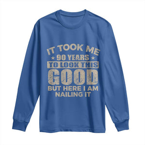Funny 90th Birthday Long Sleeve Shirt Retro Grandpa Grandma Bday Gift TS10 Royal Blue Print Your Wear