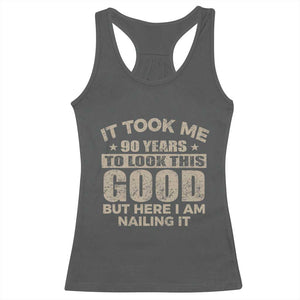 Funny 90th Birthday Racerback Tank Top Retro Grandpa Grandma Bday Gift TS10 Dark Heather Print Your Wear