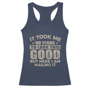 Funny 90th Birthday Racerback Tank Top Retro Grandpa Grandma Bday Gift TS10 Navy Print Your Wear
