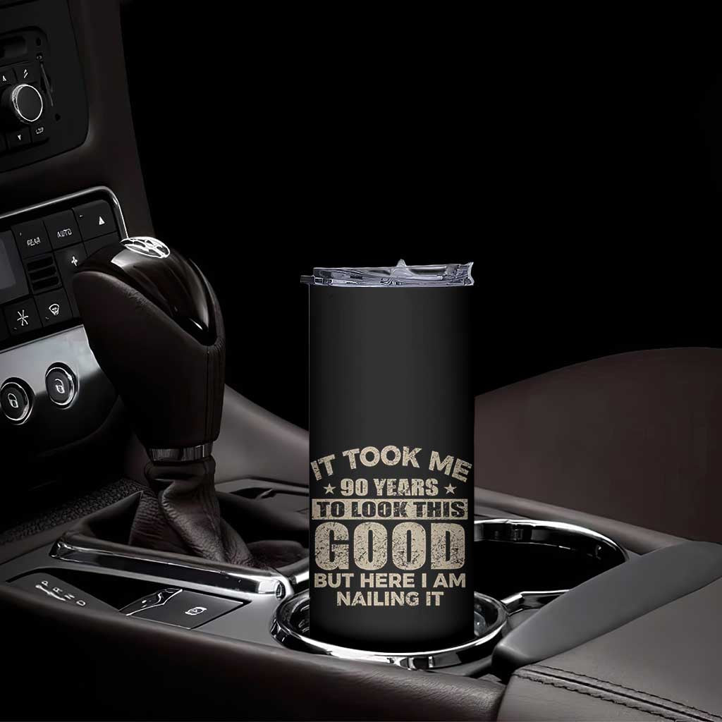Funny 90th Birthday Skinny Tumbler Retro Grandpa Grandma Bday Gift TS10 Print Your Wear