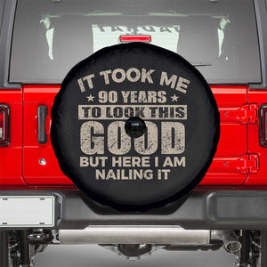 Funny 90th Birthday Spare Tire Cover Retro Grandpa Grandma Bday Gift TS10 Black Print Your Wear