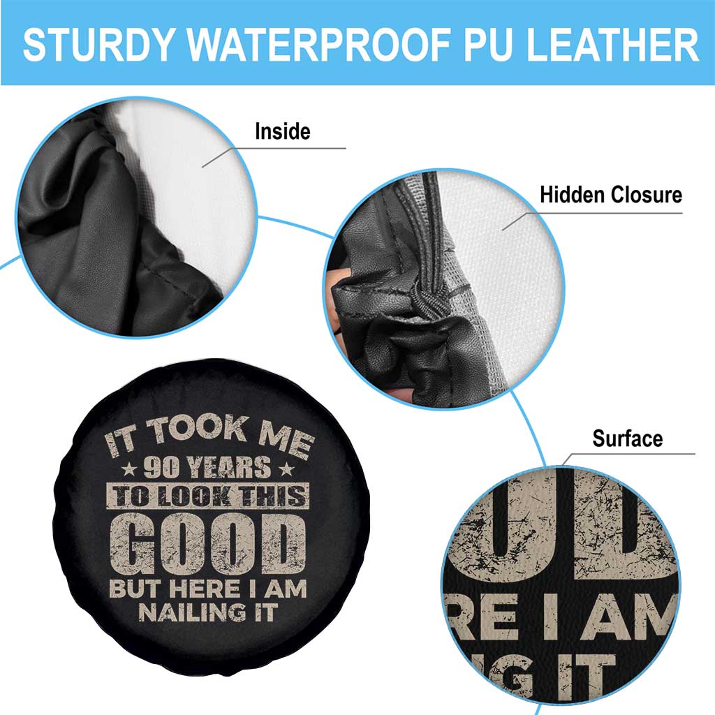 Funny 90th Birthday Spare Tire Cover Retro Grandpa Grandma Bday Gift TS10 Print Your Wear