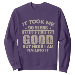 Funny 90th Birthday Sweatshirt Retro Grandpa Grandma Bday Gift TS10 Purple Print Your Wear