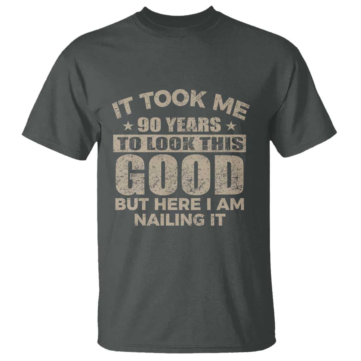Funny 90th Birthday T Shirt Retro Grandpa Grandma Bday Gift TS10 Dark Heather Print Your Wear