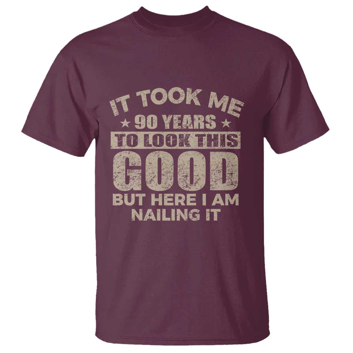 Funny 90th Birthday T Shirt Retro Grandpa Grandma Bday Gift TS10 Maroon Print Your Wear