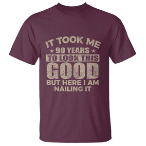 Funny 90th Birthday T Shirt Retro Grandpa Grandma Bday Gift TS10 Maroon Print Your Wear