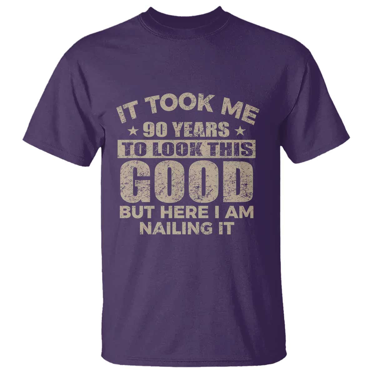 Funny 90th Birthday T Shirt Retro Grandpa Grandma Bday Gift TS10 Purple Print Your Wear