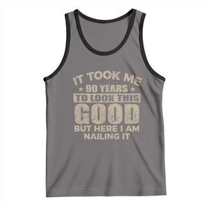 Funny 90th Birthday Tank Top Retro Grandpa Grandma Bday Gift TS10 Deep Heather Black Print Your Wear
