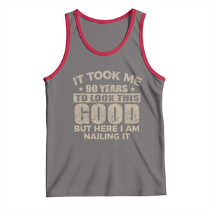 Funny 90th Birthday Tank Top Retro Grandpa Grandma Bday Gift TS10 Deep Heather Red Print Your Wear