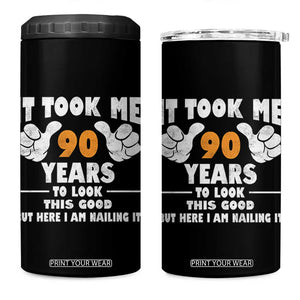 Funny 90th Birthday 4 in 1 Can Cooler Tumbler It Took Me 90 Years To Look This Good TS10 One Size: 16 oz Black Print Your Wear