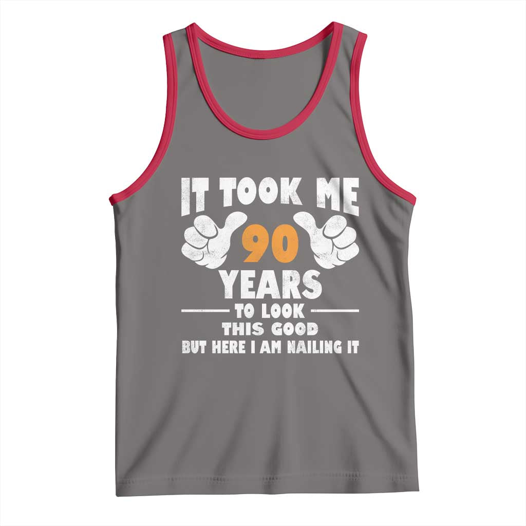Funny 90th Birthday Tank Top It Took Me 90 Years To Look This Good TS10 Deep Heather Red Print Your Wear