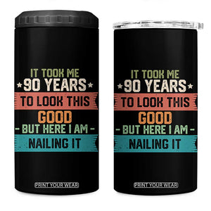 Funny 90th Birthday 4 in 1 Can Cooler Tumbler Vintage It Took Me 90 Years To Look This Good Bday Gift TS10 One Size: 16 oz Black Print Your Wear