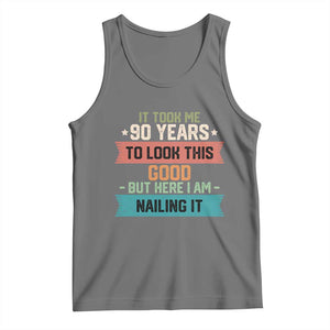 Funny 90th Birthday Tank Top Vintage It Took Me 90 Years To Look This Good Bday Gift TS10 Black Heather Print Your Wear